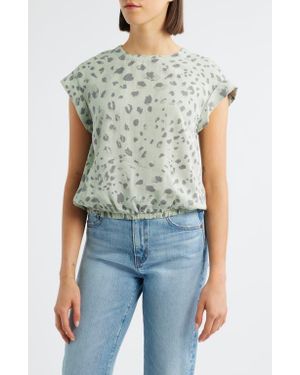 Cloth & Stone Button Back Short Sleeve Top - Blue