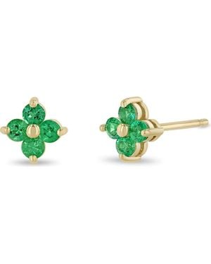 Zoe Chicco Quad Emerald Stud Earrings - Green