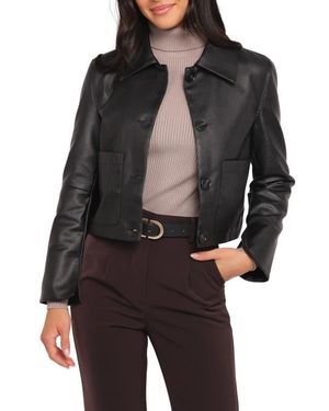 Petal & Pup Hope Cropped Faux Leather Jacket - Black