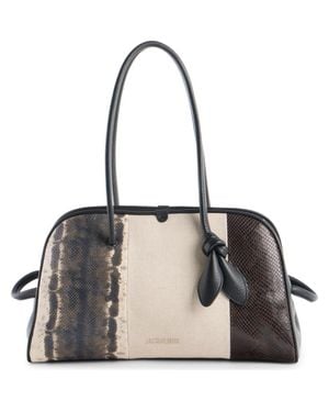 Jacquemus Le Turismo Mixed Media Bowling Bag - Black