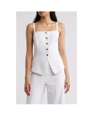 Tahari Cutaway Sleeveless Top - White