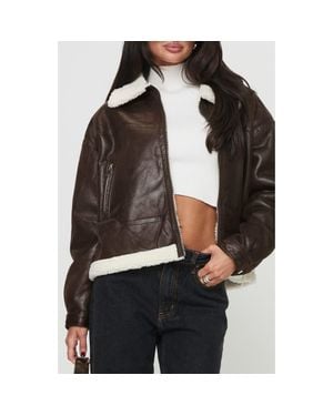 Princess Polly Solara Faux Shearling Jacket - Black