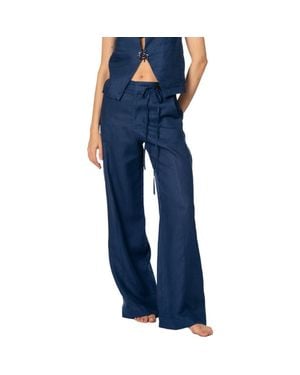 Kiby's Sacred Sun Wide Leg Zenda Linen Pant - Blue