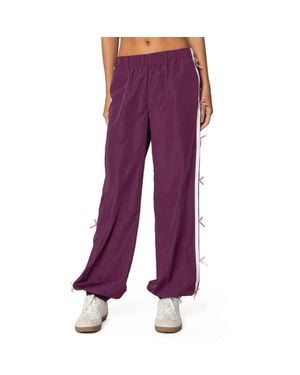 Edikted Bow Stripe Track Pants - Purple