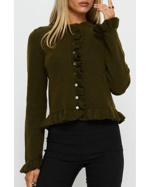 Princess Polly Inclination Ruffle Cardigan - Green