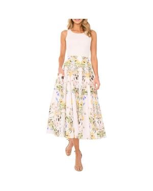 Ted Baker Floral Linen Midi Skirt - White