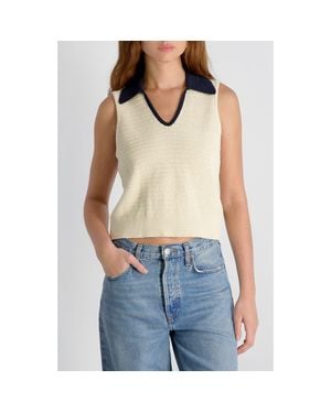 French Connection Mozart Contrast Detail Sleeveless Cotton Sweater - Blue