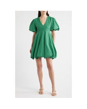 DELUC Palma Bubble Hem Cotton Poplin Dress - Green
