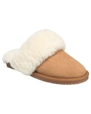 French Connection Gens Fur Band Open Slipper - Natural