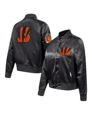 Pro Standard Cincinnati Bengals Jeweled Satin Full-Snap Jacket - Black