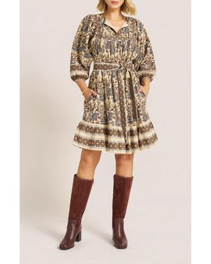 Matty M Cassia Mixed Print Cotton Dress - Natural