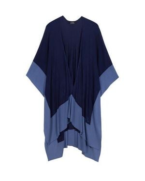 Ralph Lauren Tissue Weight Ruana With Border - Blue