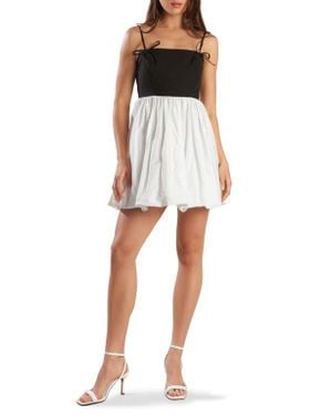 FREEMARKET Colorblock Bubble Hem Minidress - White