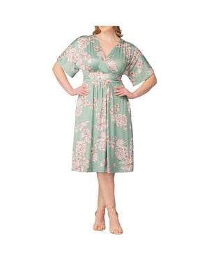 Kiyonna Gia Floral Midi Dress - Green