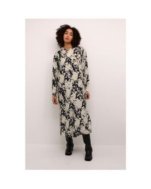 Kaffe Kalouise Round Neck Maxi Shirt Dress - Multicolor