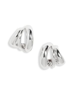Open Edit Curved Triple Hoop Earrings - Metallic