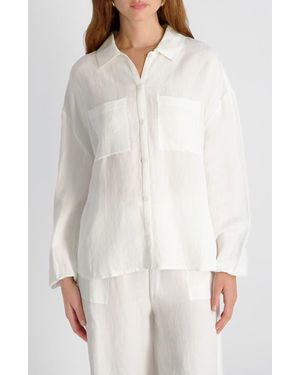 French Connection Cooper Blouson Sleeve Button-Up Shirt - White