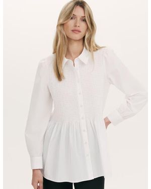 Finery London Melissa Shirred Cotton Shirt - White