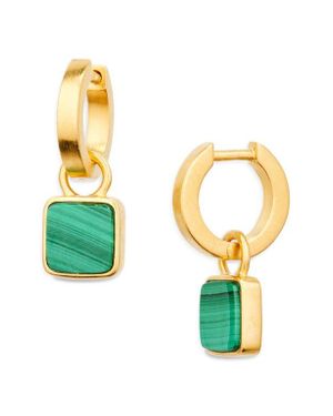 Missoma X Lucy Williams 18K Vermeil Malachite Charm Huggie Hoop Earrings - Metallic
