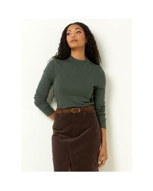 Single Stitch Long Sleeve Knit Top - Green