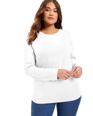 June + Vie Long Sleeve Crewneck One + Only Tee - White