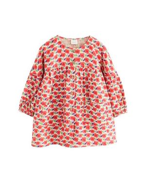 Next Kids' Floral Long Sleeve Cotton Dress - Red
