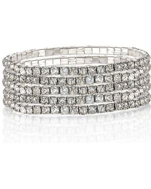 Jessica Simpson Fashion Rhinestone 5 Piece Stretch Bracelet Set - Metallic