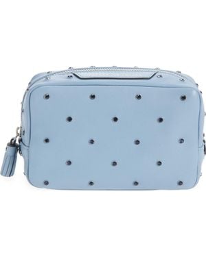 Anya Hindmarch Important Things Crystal Embellished Leather Pouch - Blue