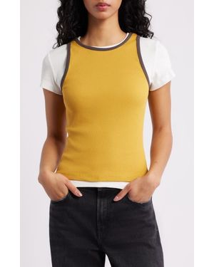 Damson Madder Manon Layered Organic Cotton T-Shirt - Orange