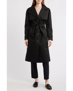 Via Spiga Back Button Cotton Blend Trench Coat - Black