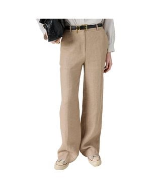 Gerard Darel Abigail Wide Leg Linen Pants - Natural