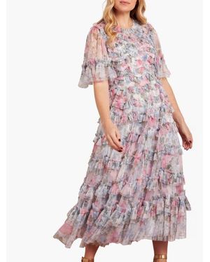 Needle & Thread Camille's Garden Round Neck Dress - Purple