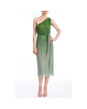 Badgley Mischka Belted One-Shoulder Dress - Green