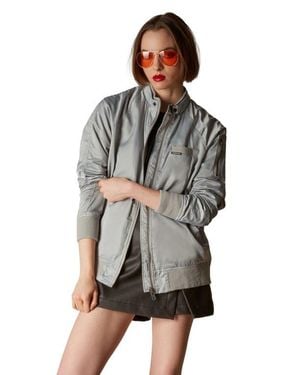Members Only Satin Bomber Jacket - Gray