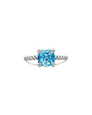 David Yurman Chatelaine Ring With Semiprecious Stone & Diamonds - Blue