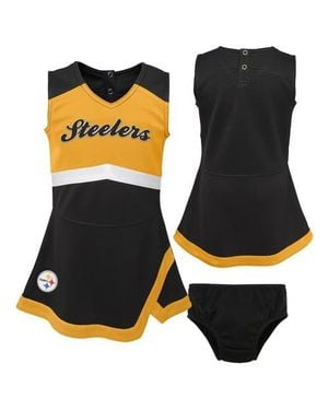 Outerstuff Girls Preschool Pittsburgh Steelers Two-Piece Cheer Captain Sweater Dress With Bloomers Set - Black
