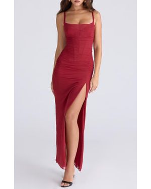 House Of Cb Lini Sleeveless Mesh Gown - Red