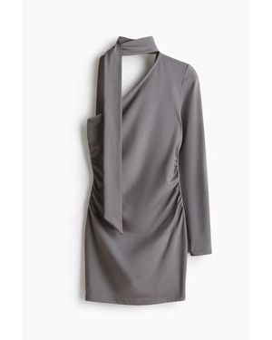 H&M Draped One-Shoulder Dress - Gray