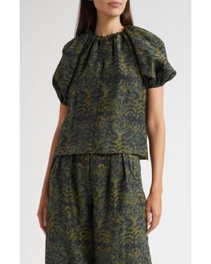 Ulla Johnson Talie Puff Sleeve Top - Green