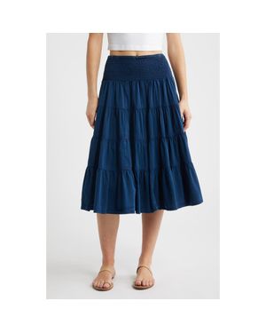 BDG Bea Cotton Tiered Skirt - Blue