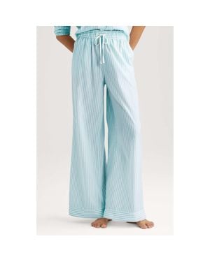 Tommy John Stripe High Waist Woven Sleep Pants - Blue