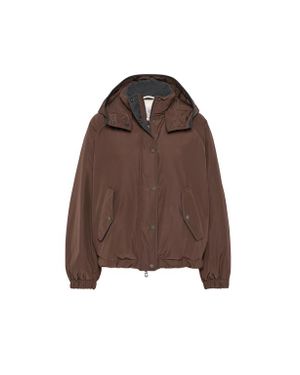 Brunello Cucinelli Crop Down Jacket With Monili - Brown