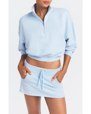 Skims Drapey French Terry Half Zip Pullover - Blue