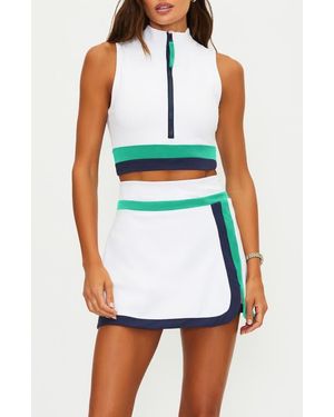 Beach Riot Etta Zip Sleeveless Crop Top - Blue