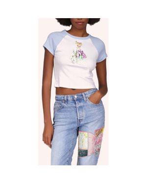 Anna Sui Micro Ribbed Raglan Baby Tee - Blue