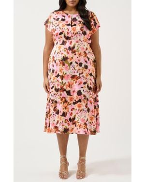 Estelle Atreides Floral Midi Dress - Red