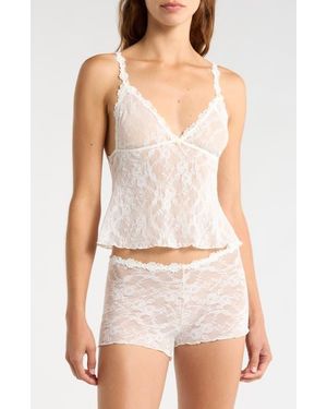 Skims Stretch Lace Triangle Camisole & Shorts Set - White