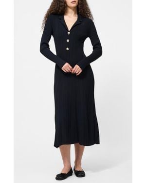 French Connection Long Sleeve Rib Knit Maxi Dress - Blue