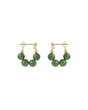 seree Fay Beaded Jade Hoop Earrings - Green