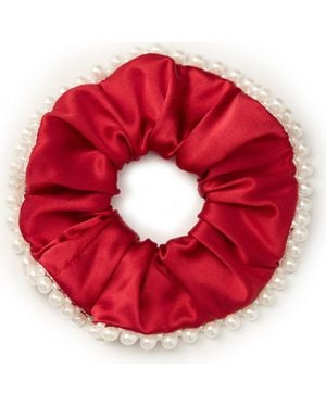 OLAH Pearl Glaze Silk Scrunchie - Red